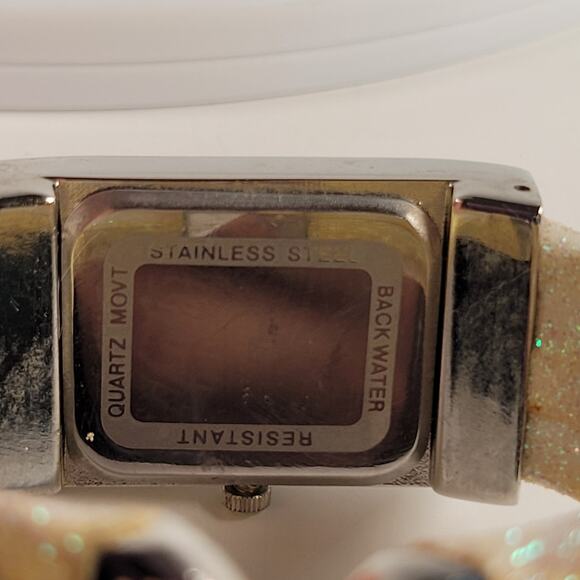 Geneva Silver Yellow Quartz Watch with Glittery Sparkle Cuff Bracelet Design - Picture 13 of 14